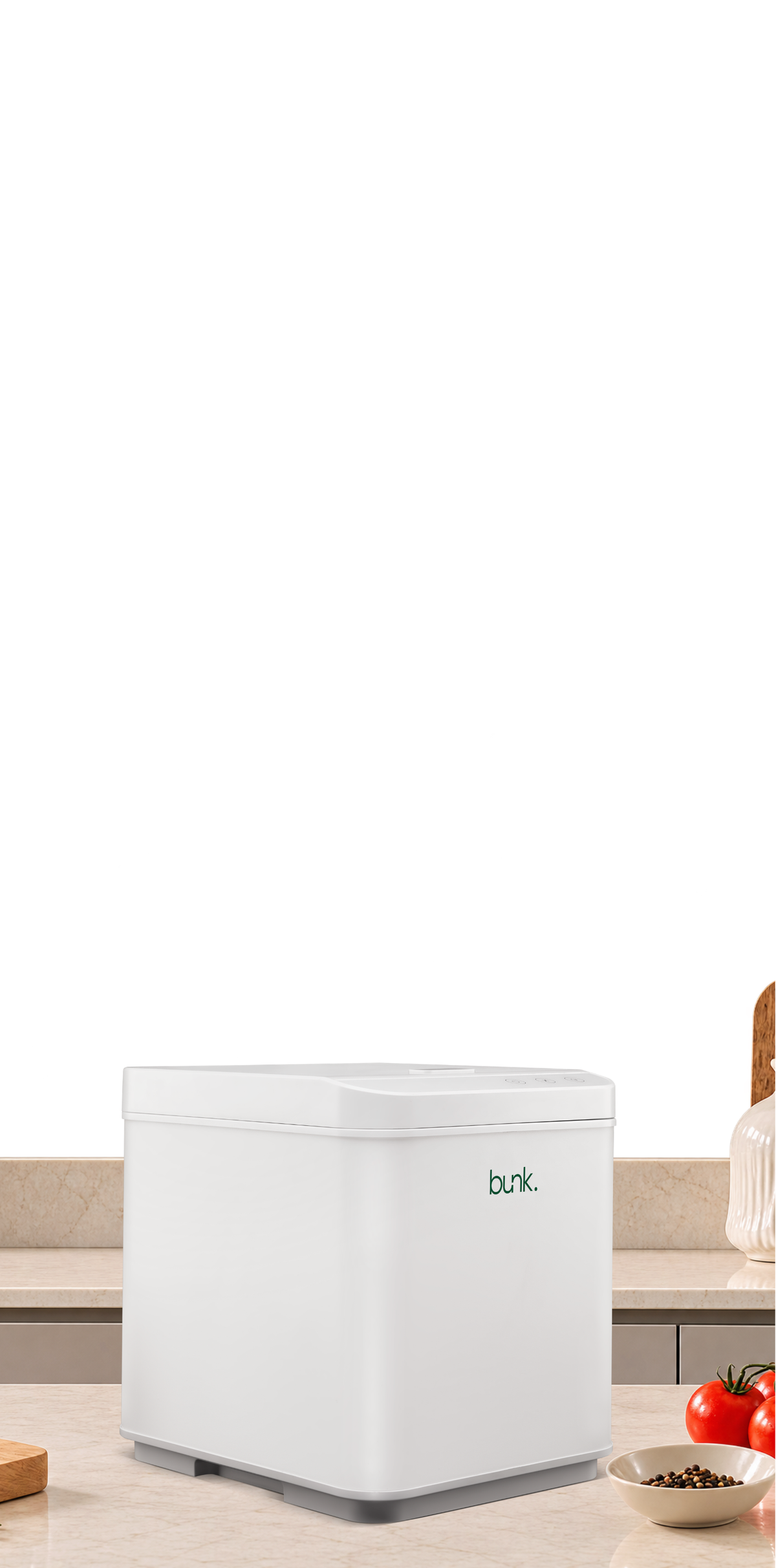 <span>Your kitchen food waste,</span>
handled before you go to bed.
